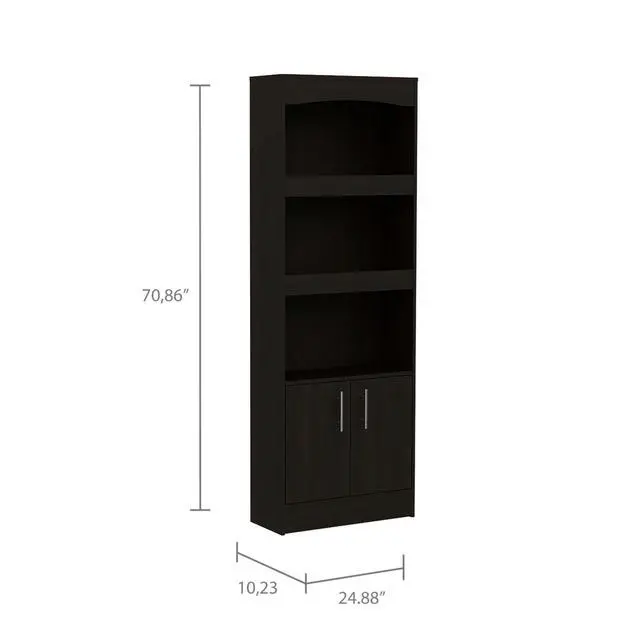 Alt view image 3 of 6 - Durango Bookcase, Three Shelves, Double Door Cabinet