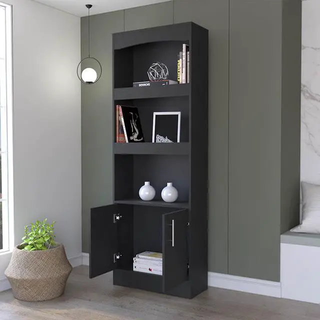 Alt view image 4 of 6 - Durango Bookcase, Three Shelves, Double Door Cabinet