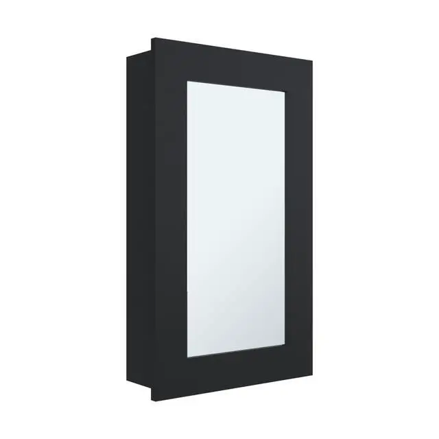Alt view image 3 of 7 - Medicine Cabinet 25.7" H, 1 Door, 3 Shelves, 1 Mirror, Black