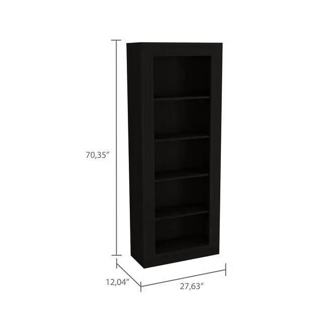 Alt view image 3 of 7 - Bookcase with Vertical Design and 5 Storage Shelves, Black