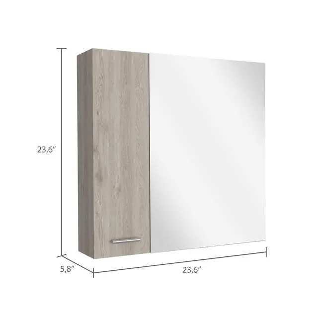 Alt view image 6 of 6 - Avery Wall-Mounted Bathroom Storage Cabinet with Two Doors and Open Side Shelves