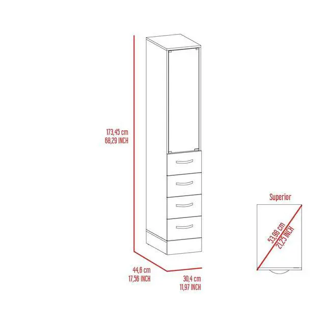 Alt view image 4 of 7 - Preston Linen Cabinet, Three Shelves, Four Drawers