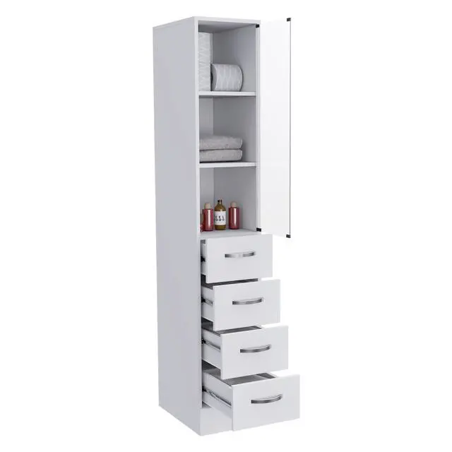 Alt view image 5 of 7 - Preston Linen Cabinet, Three Shelves, Four Drawers