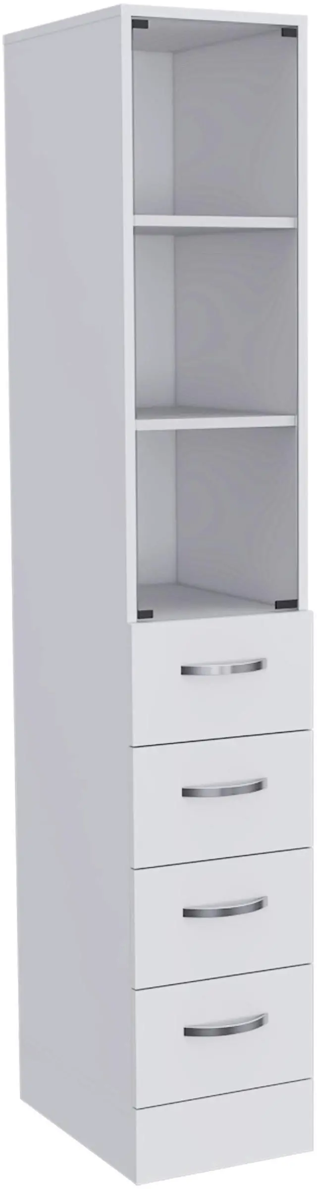 Main image of Preston Linen Cabinet, Three Shelves, Four Drawers
