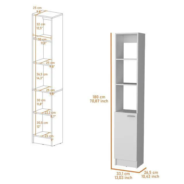 Alt view image 4 of 7 - Brenda Linen Cabinet with 1 door, 3 open shelves