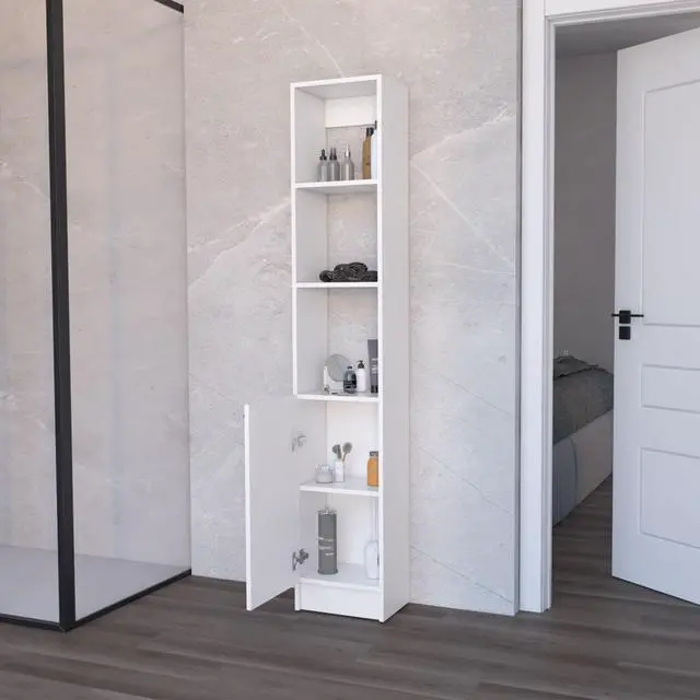 Alt view image 6 of 7 - Brenda Linen Cabinet with 1 door, 3 open shelves