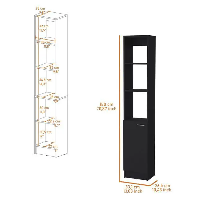 Alt view image 4 of 7 - Brenda Linen Cabinet with 1 door, 3 open shelves
