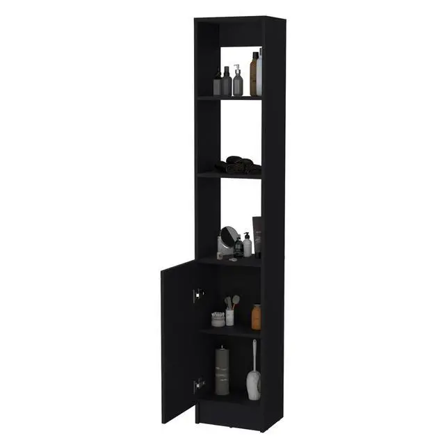 Alt view image 7 of 7 - Brenda Linen Cabinet with 1 door, 3 open shelves