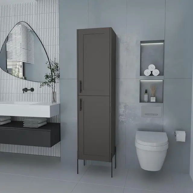 Main image of Sealy Hight Auxiliary Furniture in Melamine and 4 Shelves, Matt Gray