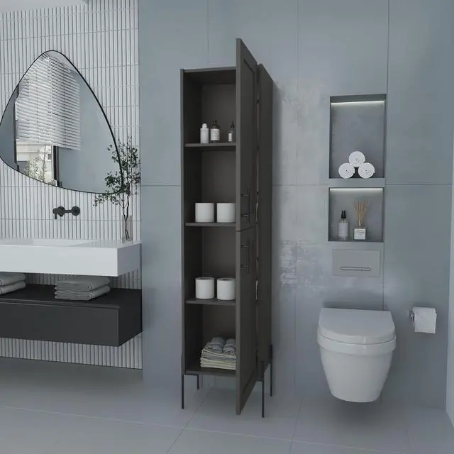 Alt view image 3 of 7 - Sealy Hight Auxiliary Furniture in Melamine and 4 Shelves, Matt Gray