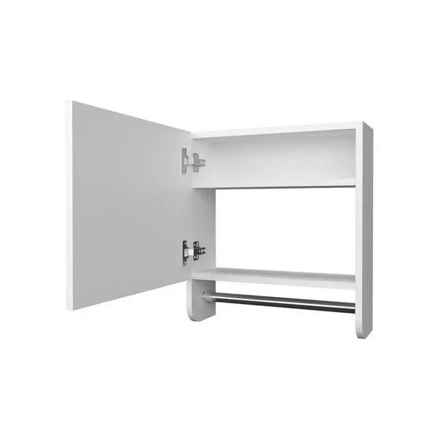 Alt view image 3 of 7 - Pine Medicine Cabinet in Melamine With a Towel Bar And Included Mirror, White