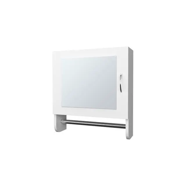 Alt view image 5 of 7 - Pine Medicine Cabinet in Melamine With a Towel Bar And Included Mirror, White