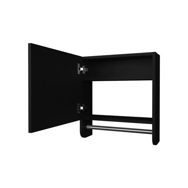 Alt view image 4 of 7 - Pine Medicine Cabinet in Melamine With a Towel Bar And Included Mirror, Black