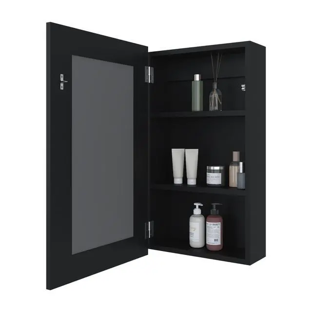 Alt view image 5 of 7 - Parks Medicine Cabinet With Included Mirror, Black