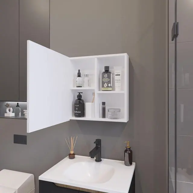 Alt view image 6 of 7 - Morenci Medicine Cabinet With Included Mirror And 1 Door, White