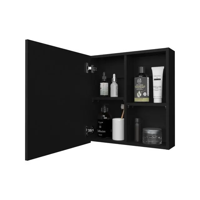 Alt view image 6 of 7 - Morenci Medicine Cabinet With Included Mirror And 1 Door, Black