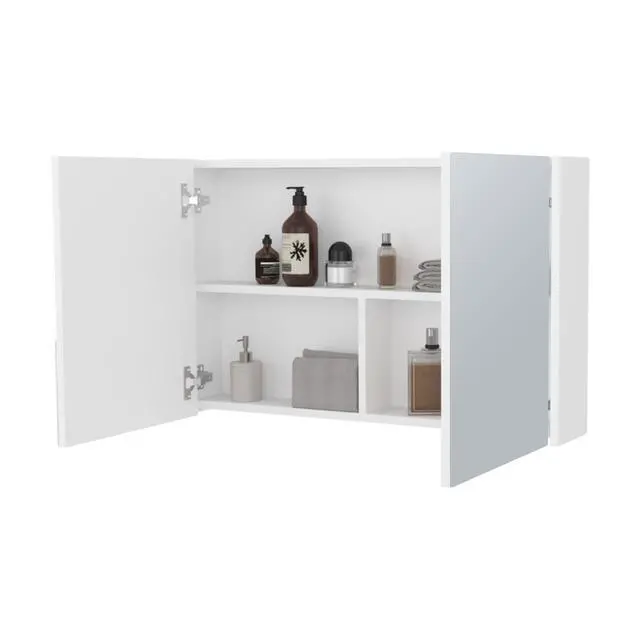 Alt view image 7 of 7 - McNary Medicine Cabinet With Included Mirrors And 2 Doors, White