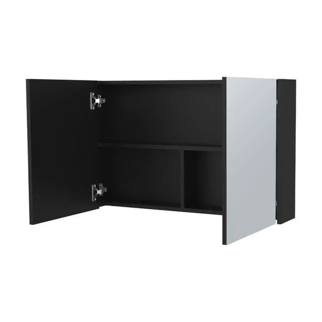 Alt view image 7 of 7 - McNary Medicine Cabinet With Included Mirrors And 2 Doors, Black