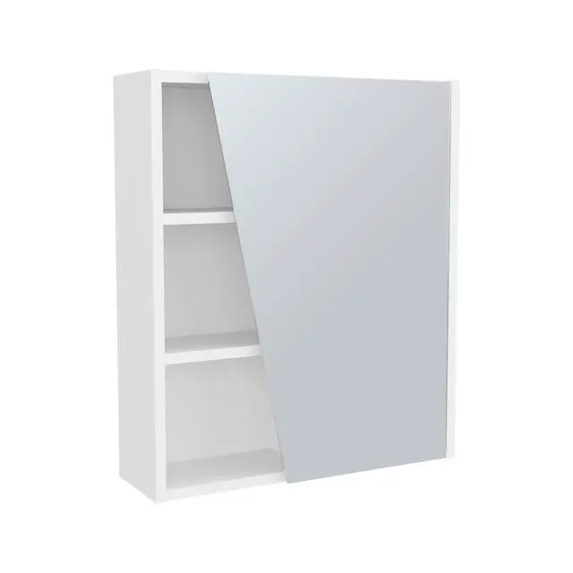 Alt view image 2 of 7 - FM FURNITURE Pinedale Medicine Cabinet with Mirrored Door and Open Storage, White