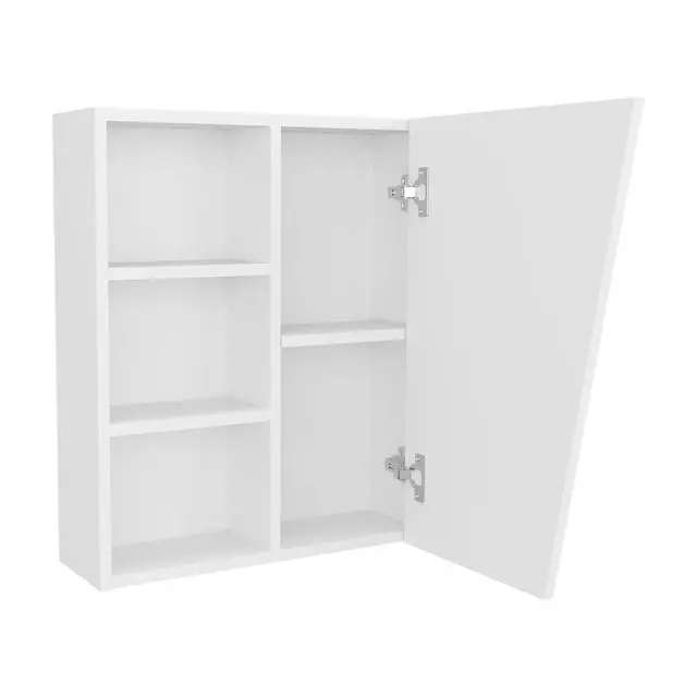 Alt view image 6 of 7 - FM FURNITURE Pinedale Medicine Cabinet with Mirrored Door and Open Storage, White
