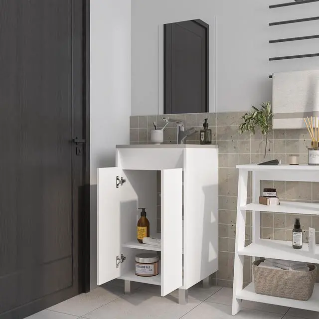 Alt view image 2 of 7 - Saratoga Bathroom Cabinet with 2 Doors, White