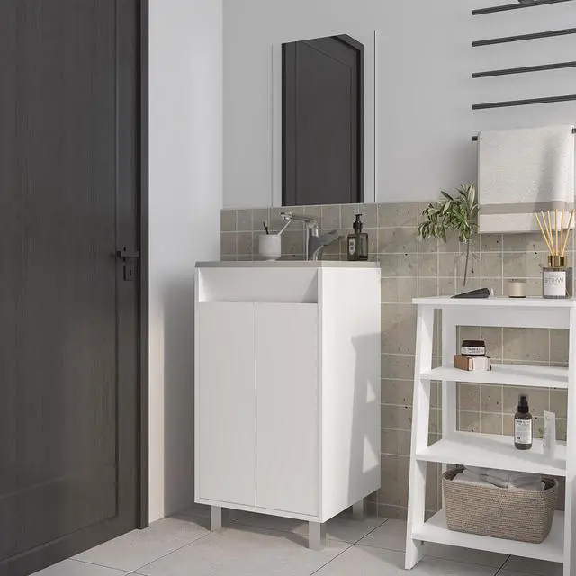Main image of Saratoga Bathroom Cabinet with 2 Doors, White