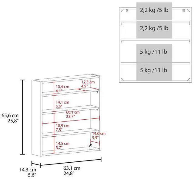 Alt view image 5 of 7 - Gaviota Wall-Mounted Medicine Cabinet, Two Doors, Three Interior Shelves, Modern Bathroom Storage Unit, White