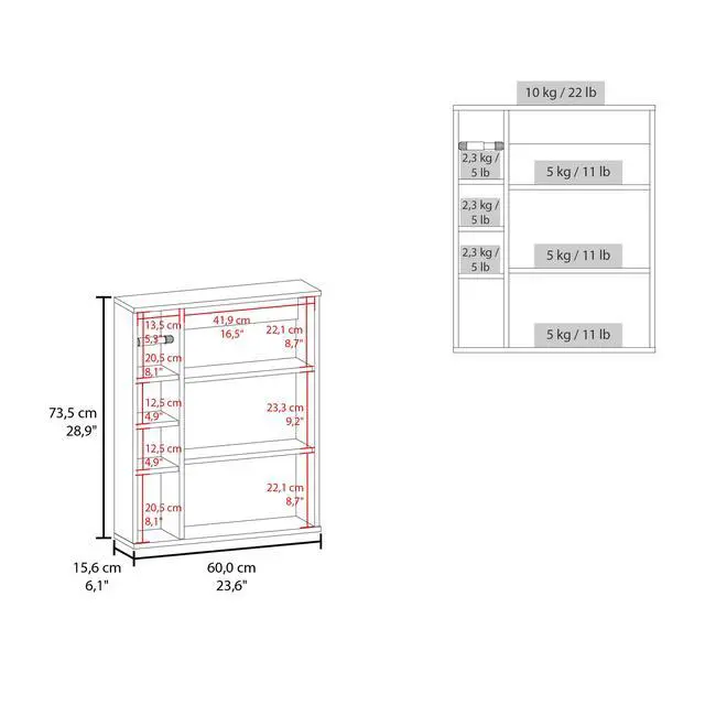 Alt view image 7 of 7 - Yoder, Bathroom Cabinet, 4 Open Shelves, 1 Door, White