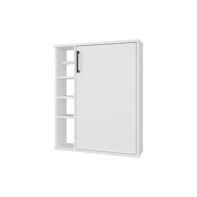 Alt view image 5 of 7 - Yoder, Bathroom Cabinet, 4 Open Shelves, 1 Door, White