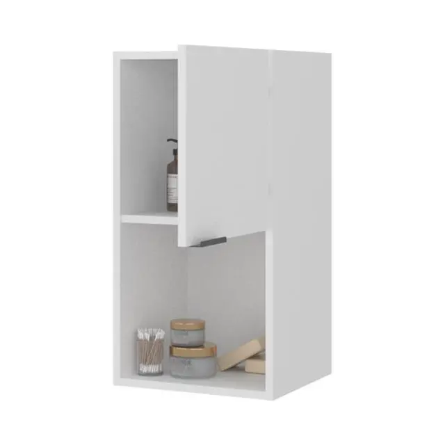 Alt view image 2 of 7 - FM FURNITURE Wall-Mounted Bathroom Cabinet with Hidden Storage and Open Compartment, White
