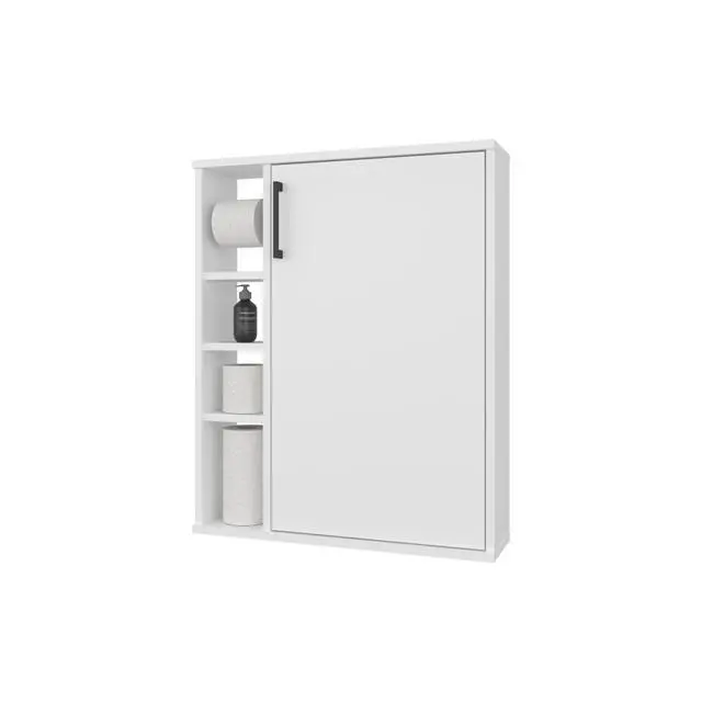 Alt view image 3 of 7 - Yoder, Bathroom Cabinet, 4 Open Shelves, 1 Door, White