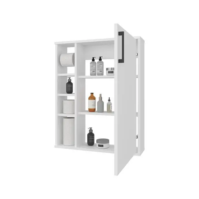 Alt view image 6 of 7 - Yoder, Bathroom Cabinet, 4 Open Shelves, 1 Door, White