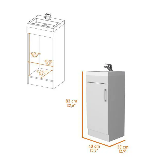 Alt view image 3 of 7 - Madrid Bathroom Vanity in melamine with 1 door
