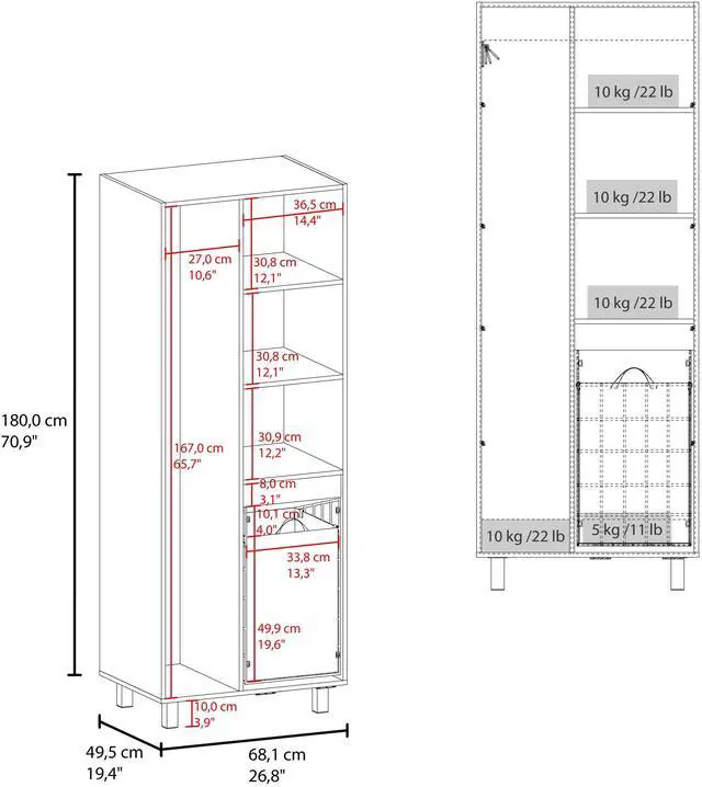 Alt view image 5 of 7 - FM FURNITURE The Mirage Modern Storage Cabinet with 2 Doors, 1 Drawer, and Metal Legs, Perfect for Organizing Bathrooms, Laundry Rooms, and Common Areas, White