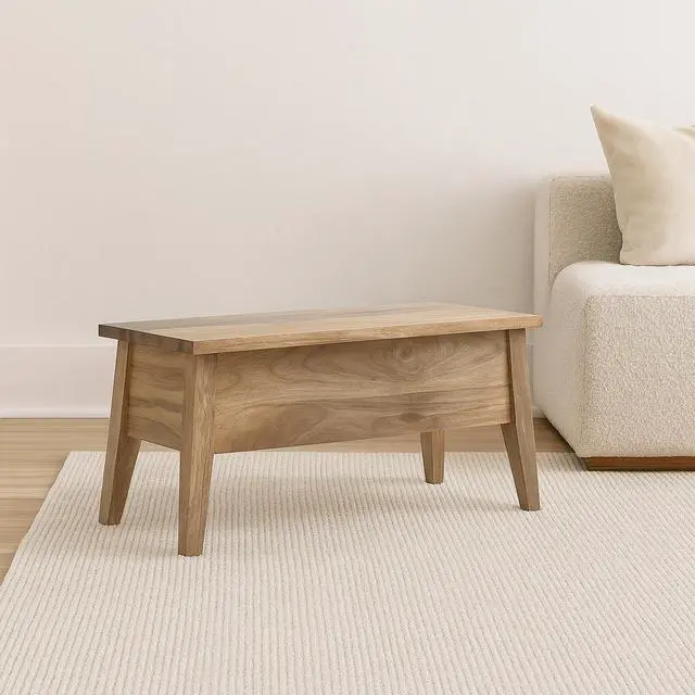 Main image of Solid Wood Lid Up Storage Bench, Light Brown