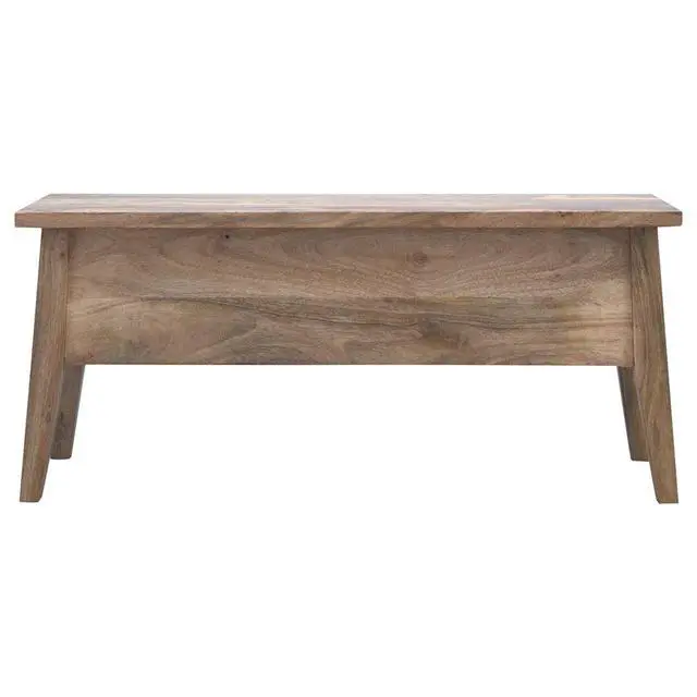 Alt view image 2 of 7 - Solid Wood Lid Up Storage Bench, Light Brown