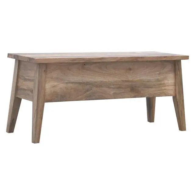 Alt view image 3 of 7 - Solid Wood Lid Up Storage Bench, Light Brown