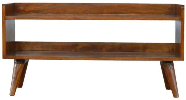 Main image of Solid Wood Nordic Storage Bench, Open Storage, Chestnut, Brown