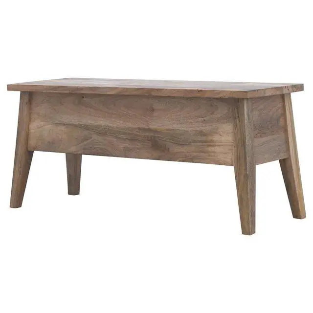 Alt view image 4 of 7 - Solid Wood Lid Up Storage Bench, Light Brown