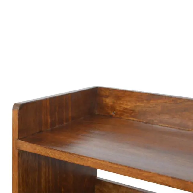 Alt view image 6 of 7 - Solid Wood Nordic Storage Bench, Open Storage, Chestnut, Brown