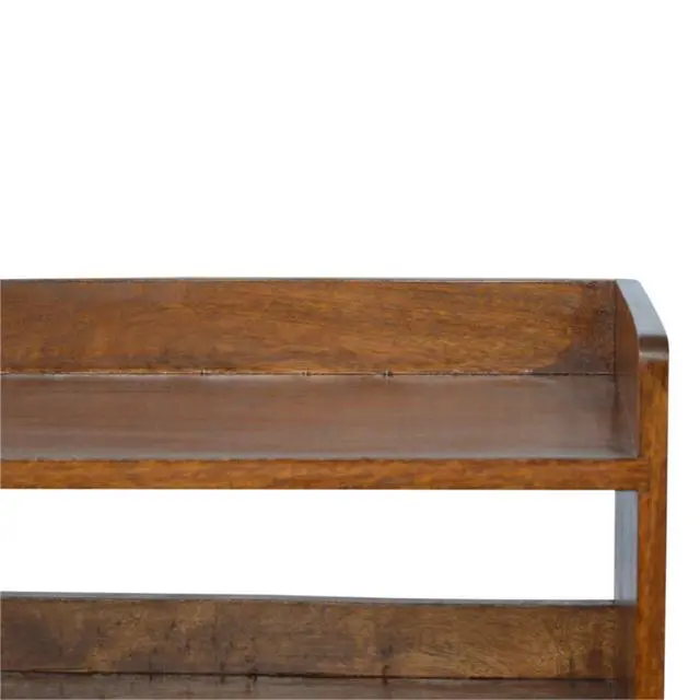 Alt view image 7 of 7 - Solid Wood Nordic Storage Bench, Open Storage, Chestnut, Brown
