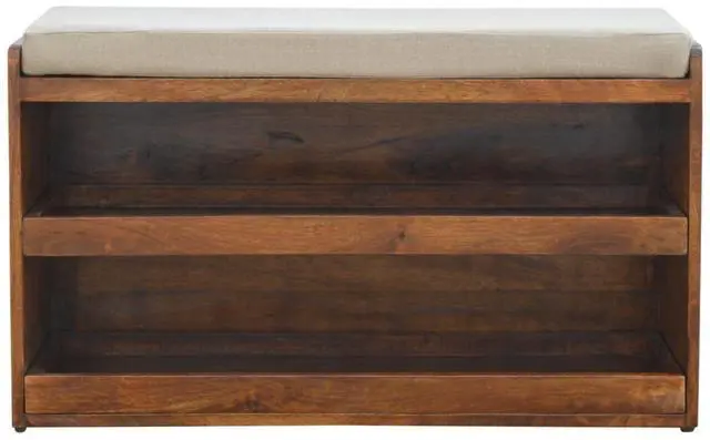 Main image of Mud Linen Pull out Shoe Bench, 2 Shelves, Chestnut
