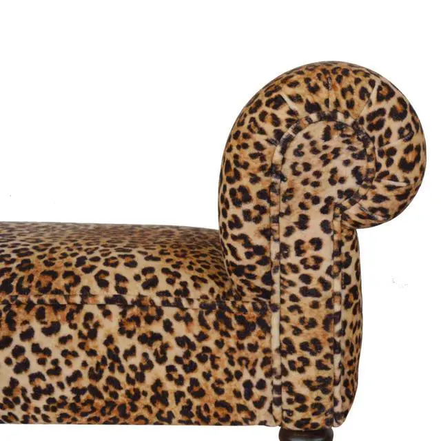 Alt view image 5 of 7 - Leopard Print Velvet Bench, Upholstered Yellow and Brown