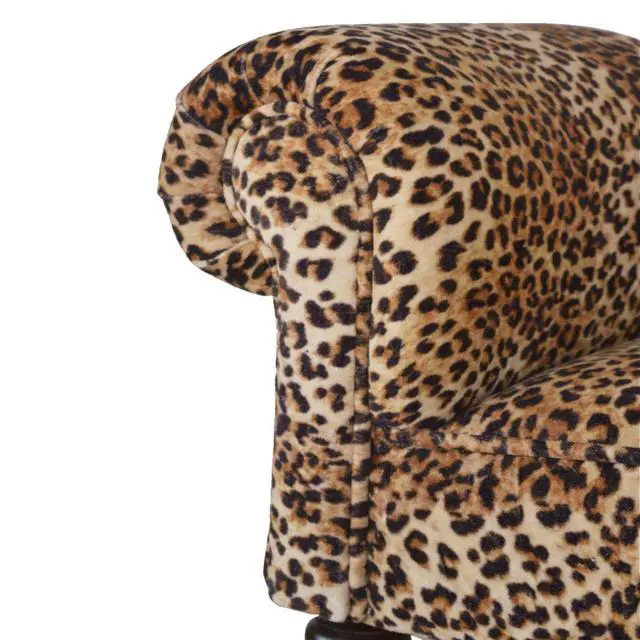 Alt view image 6 of 7 - Leopard Print Velvet Bench, Upholstered Yellow and Brown