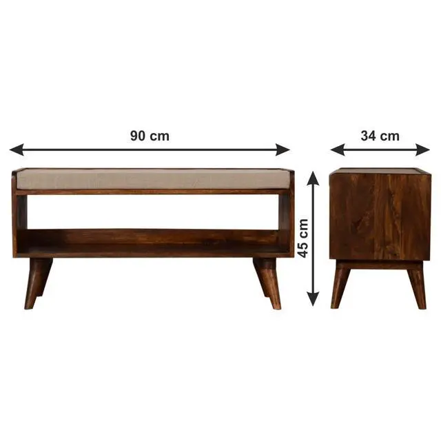 Alt view image 3 of 7 - Mud Linen Nordic Storage Bench, Upholstered, Beige and Brown