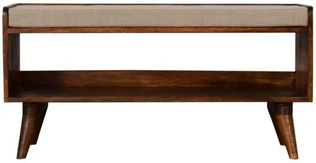 Main image of Mud Linen Nordic Storage Bench, Upholstered, Beige and Brown