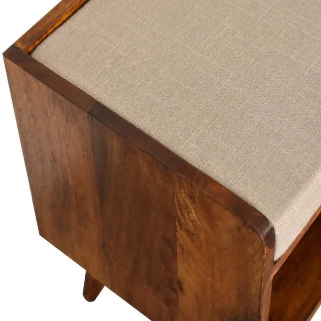 Alt view image 7 of 7 - Mud Linen Nordic Storage Bench, Upholstered, Beige and Brown