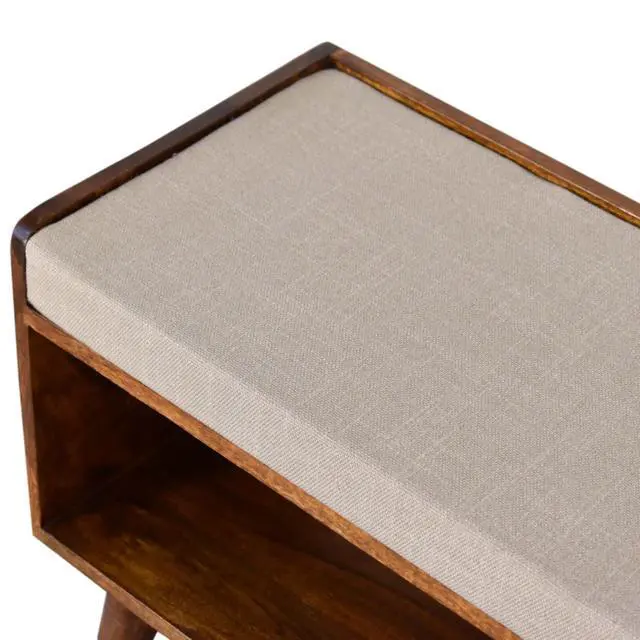 Alt view image 6 of 7 - Mud Linen Nordic Storage Bench, Upholstered, Beige and Brown