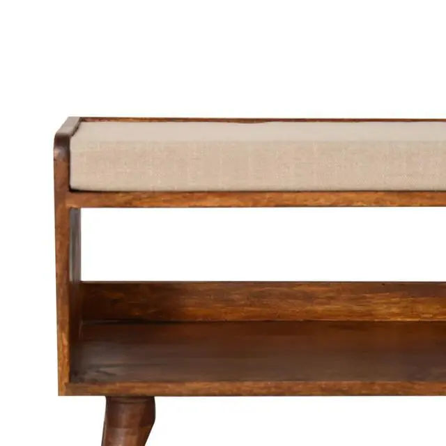 Alt view image 5 of 7 - Mud Linen Nordic Storage Bench, Upholstered, Beige and Brown