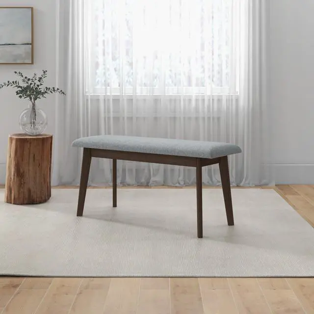 Alt view image 3 of 7 - Carlos Fabric Upholstered Solid Wood Bench